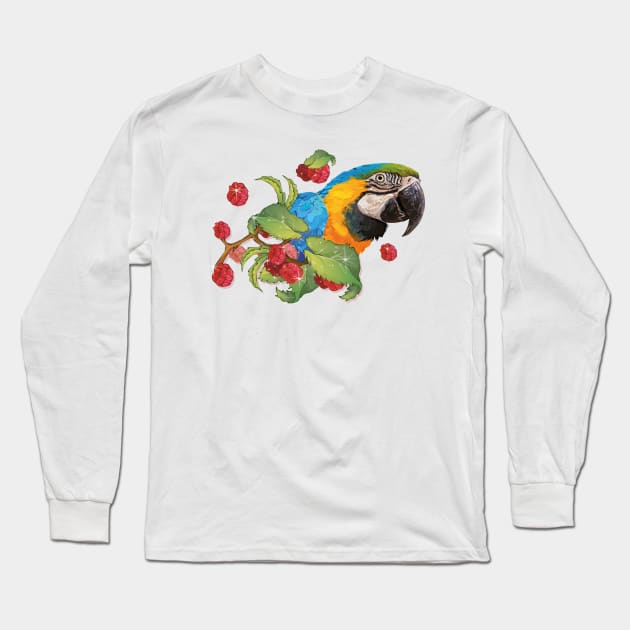 Blue and yellow macaw Long Sleeve T-Shirt by obscurite